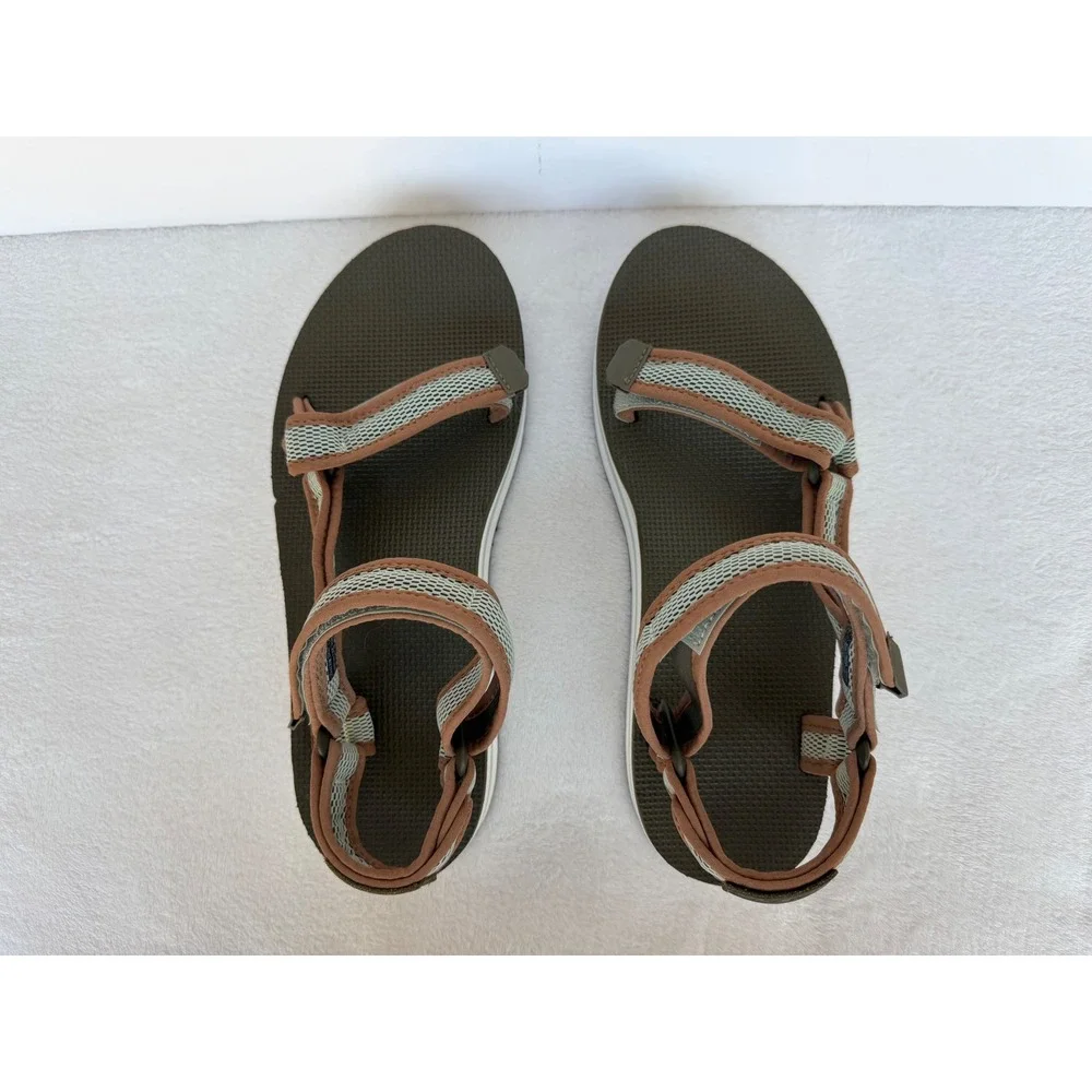 Teva Flatform Universal Mesh Print Sandals Dark Olive Burnt Orange 1102451 Sz 11